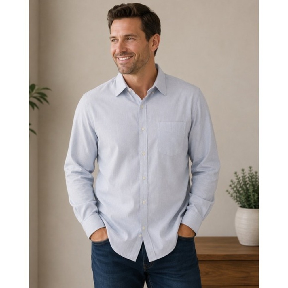 Van Heusen long-sleeve button-down‎ dress shirt - light blue shade.
